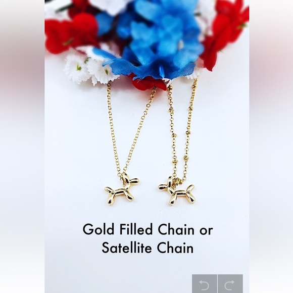 Gold Balloon Dog Necklace w/Choice of Chain, Dog Lovers Gift, NWT, Gift Box - Picture 3 of 8